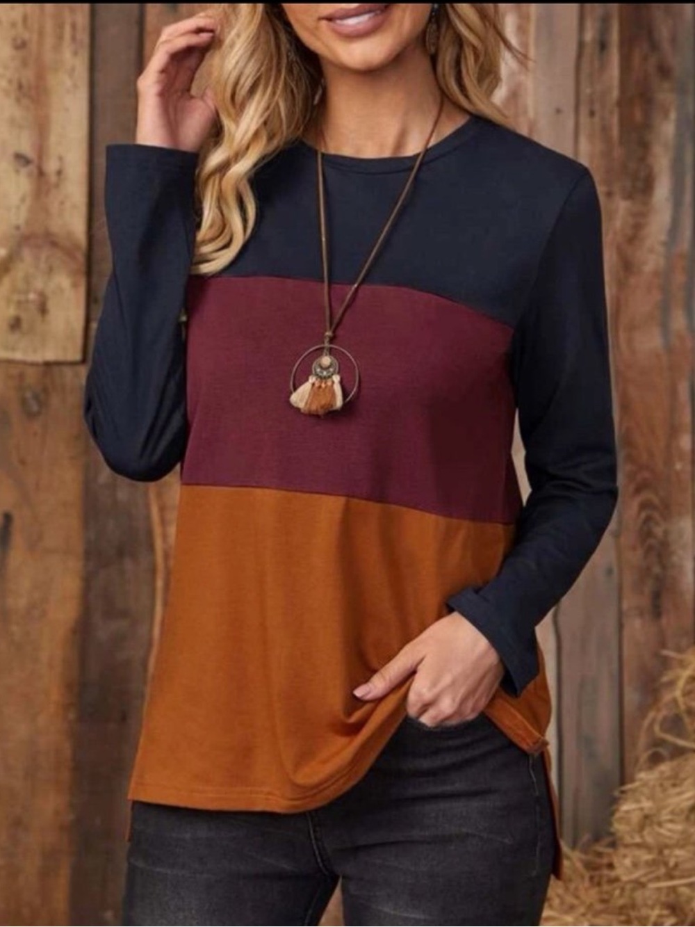 EMERY ROSE Women’s Colorblock Long Sleeve Top Size XS